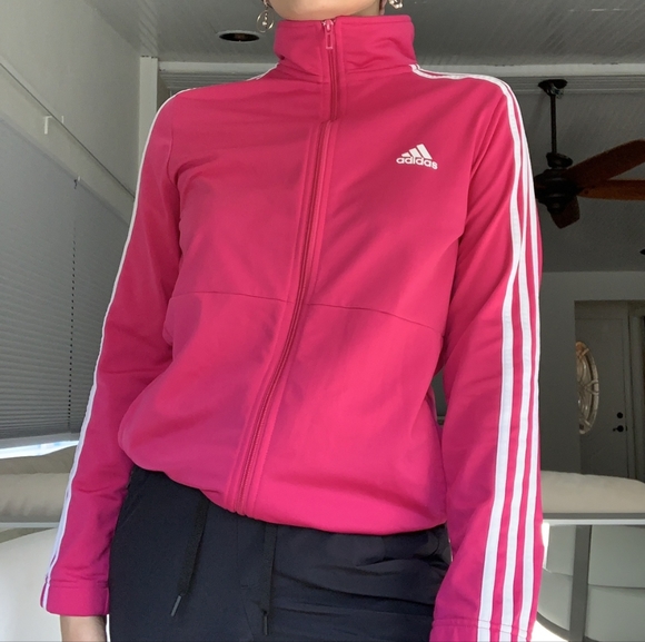Hot pink adidas track jacket shop